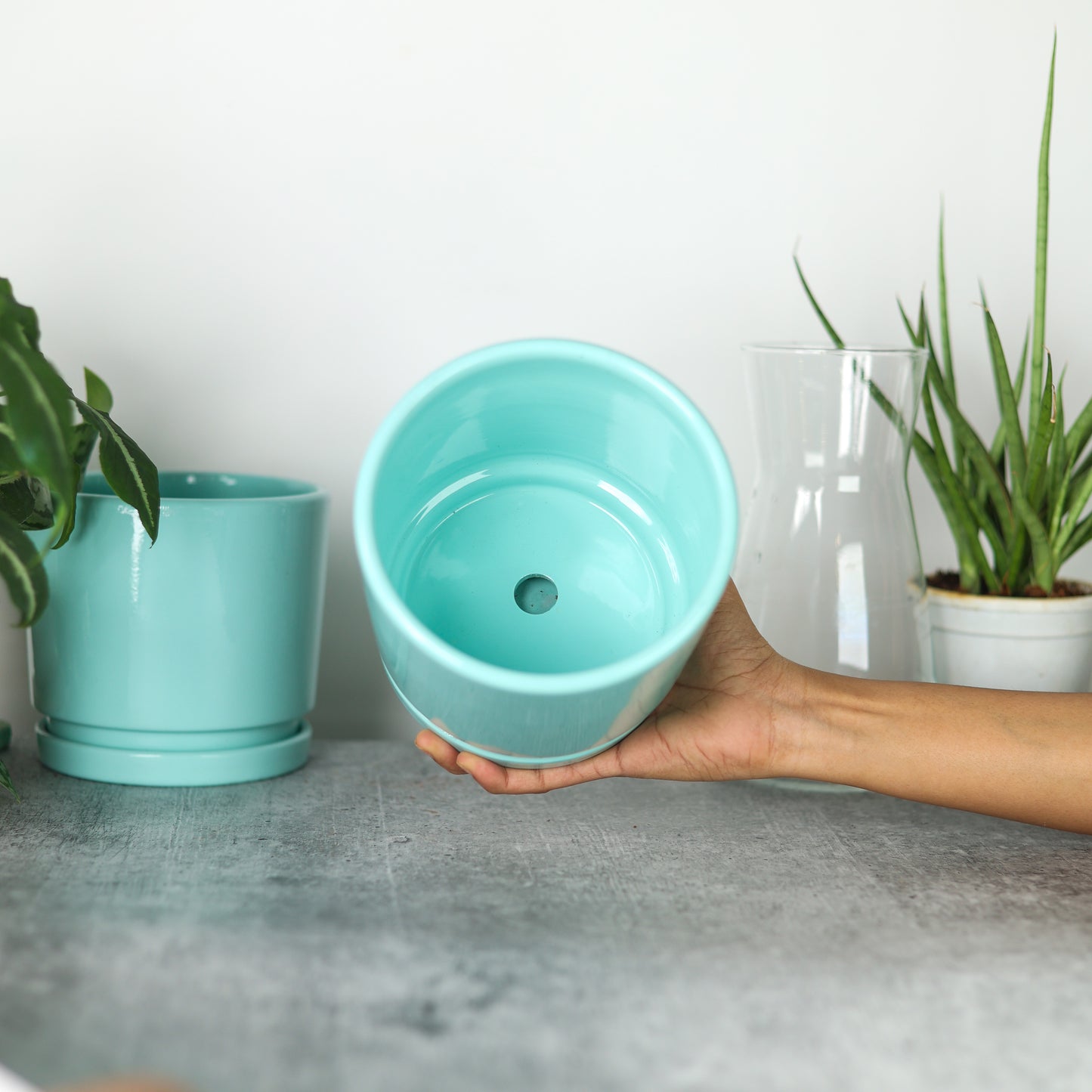 Teal Blue 5.5" Ceramic Pot