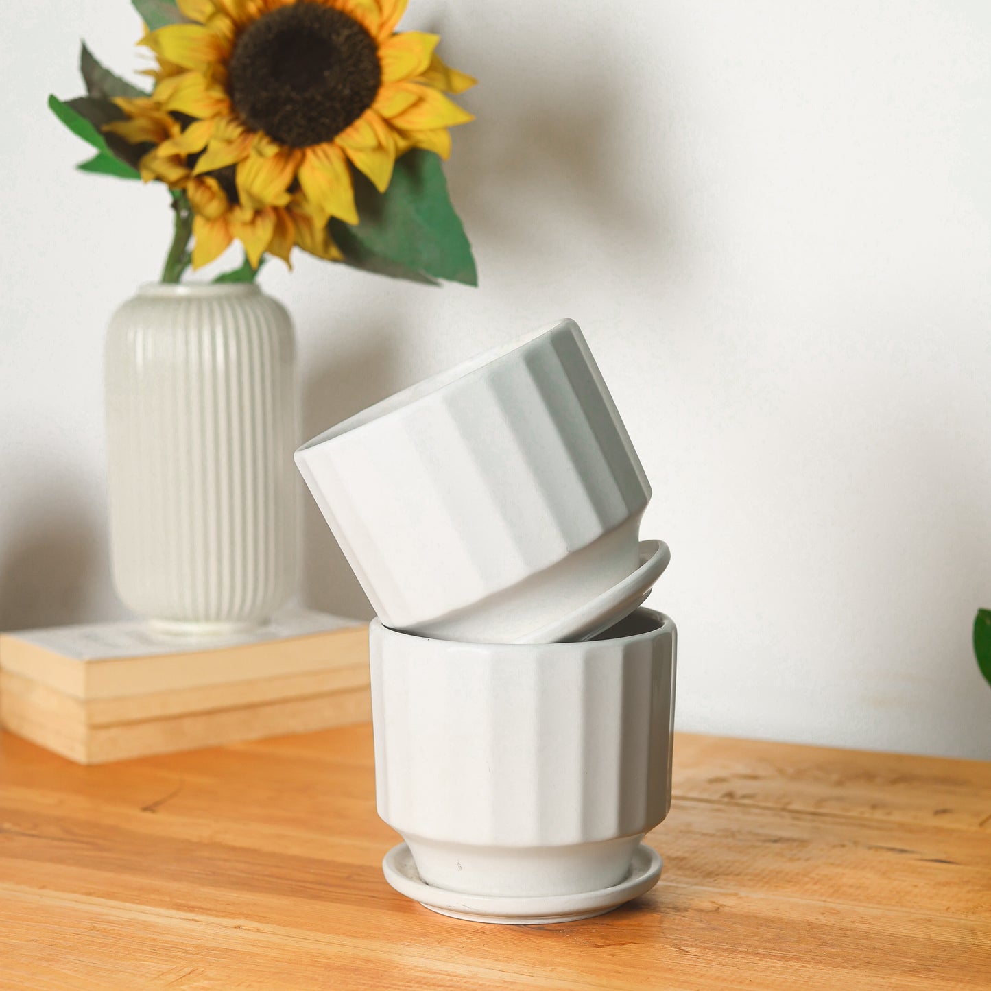 Pallet White 5.5" Ceramic Pot