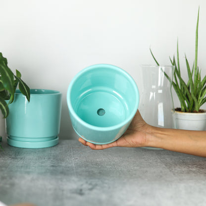 Teal Blue 5.5" Ceramic Pot