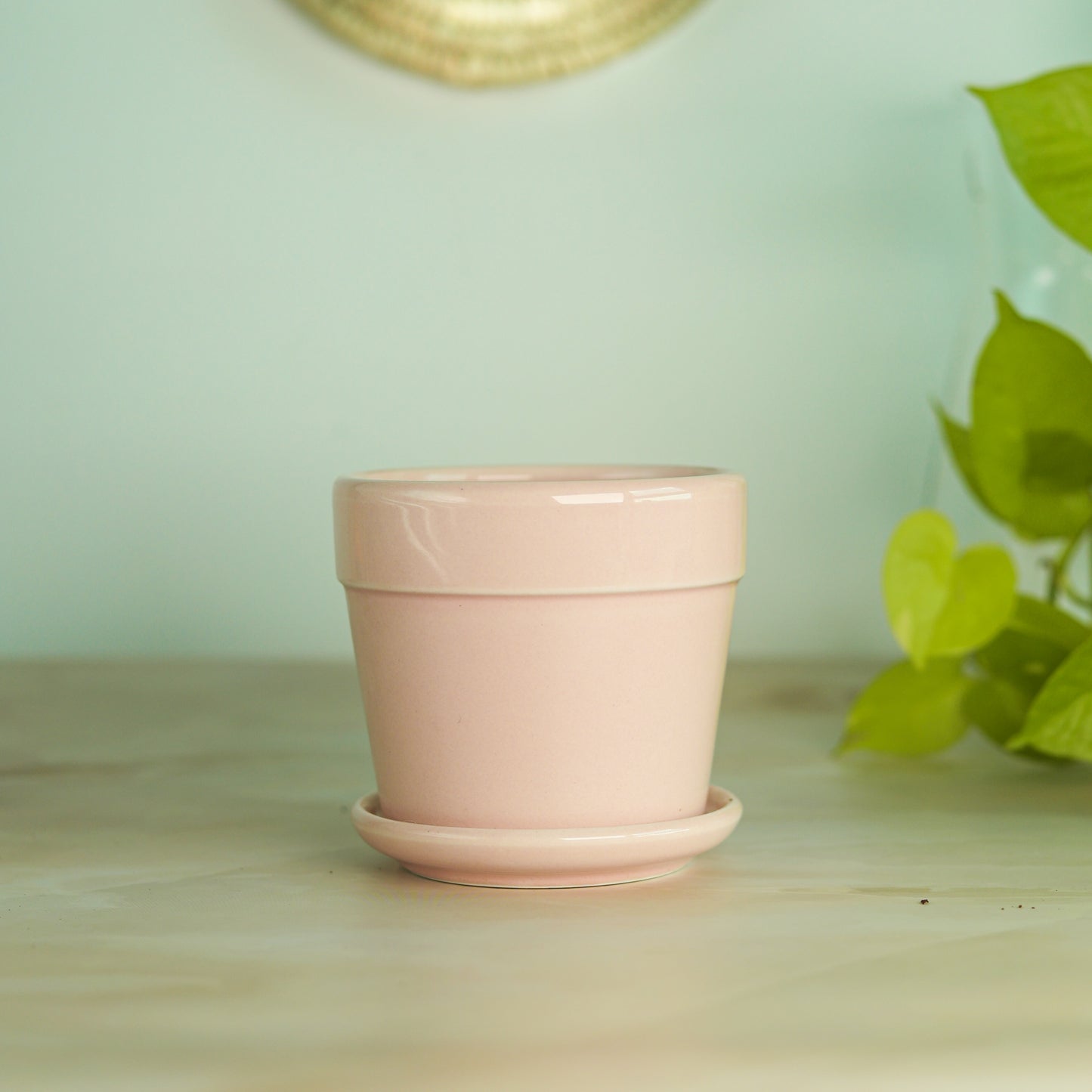 Fluorescent Baby Pink 4" Ceramic Pot