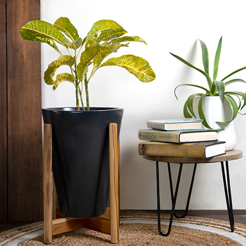 Tapered Planter with stand (Black)